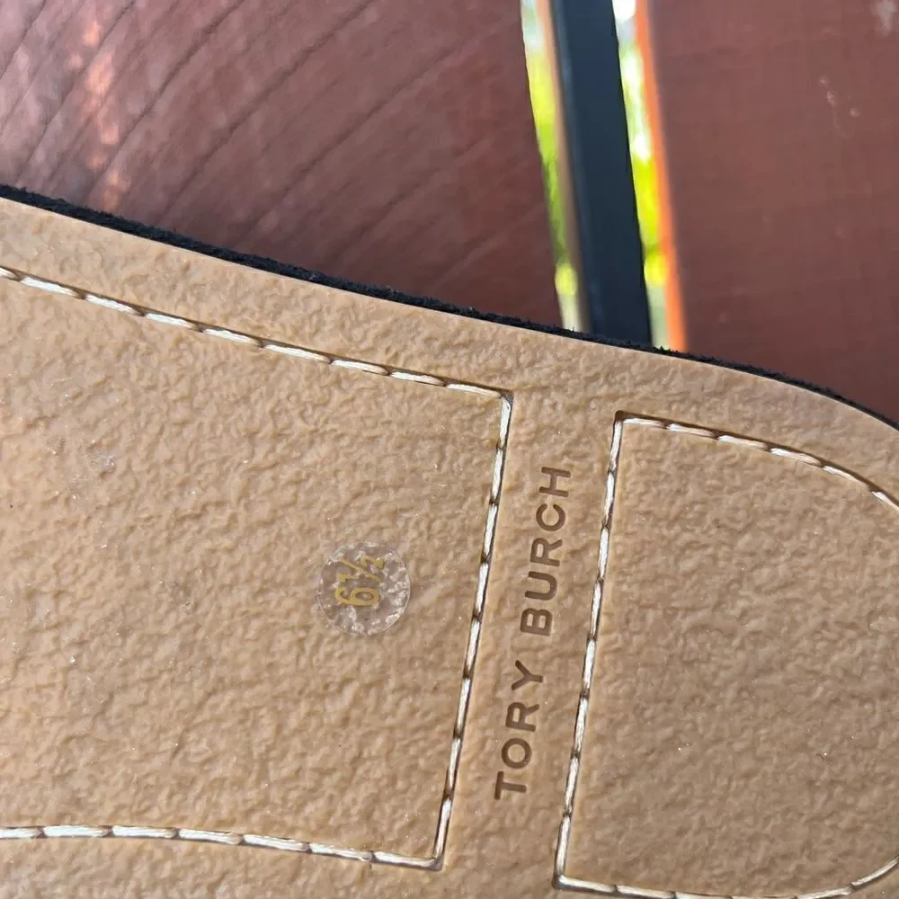 TORY BURCH SHEARLING SLIPPERS BLACK 6.5